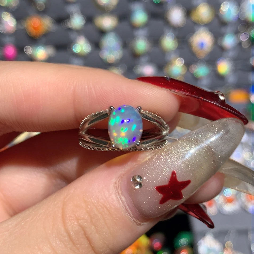 欧泊银S925镶嵌福利戒指w