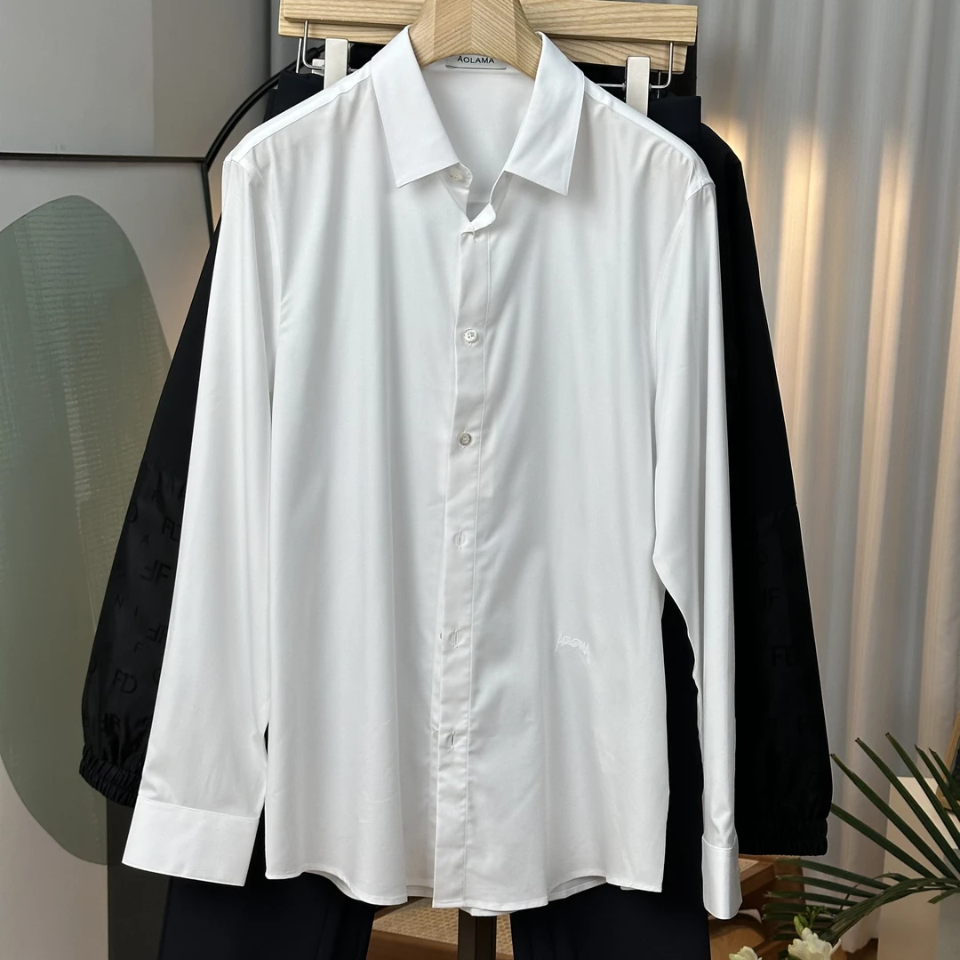 SANFOTO【上新】男士春季新款纯白单穿打底衬衫