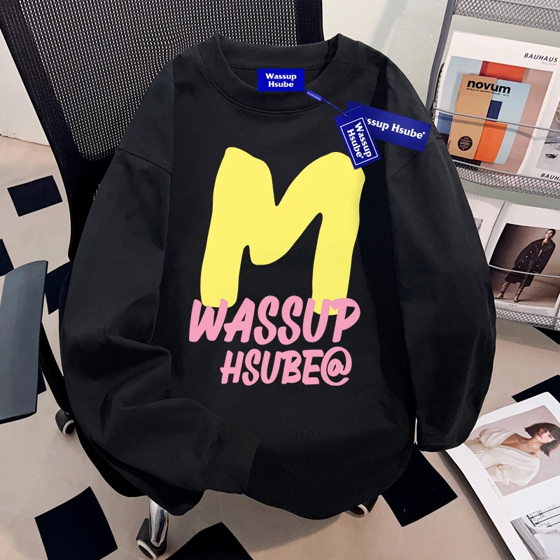WASSUP HSUBE美式潮流重磅男士长袖T恤早秋季重磅潮牌青少年上衣