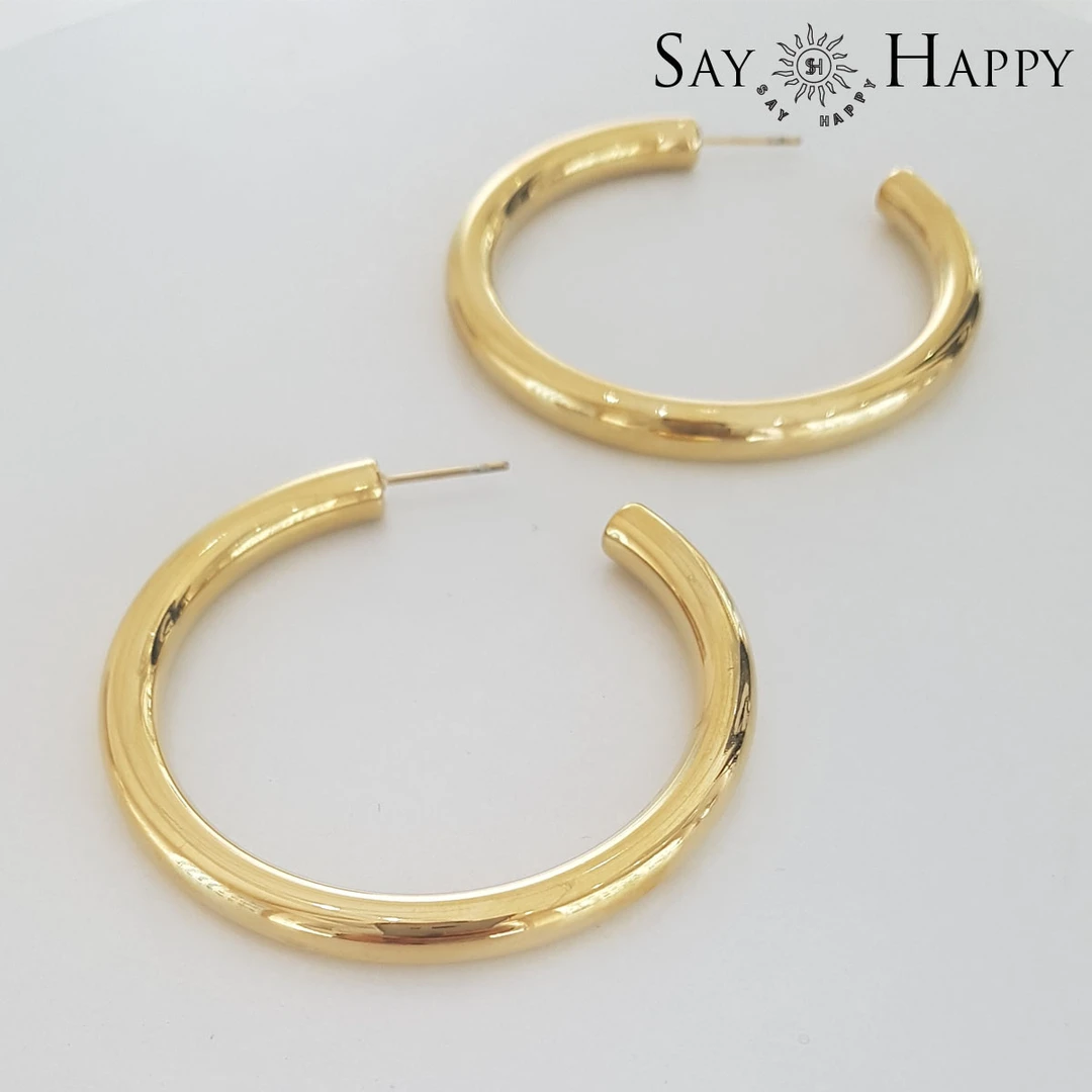 钛钢无非金属耳饰 SAY HAPPY韩国风时尚耳圈5mm /50mm Hoop