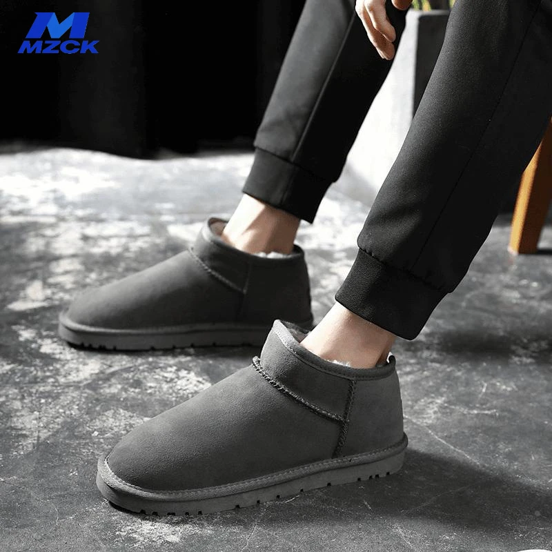 MZCK冬季加绒男士雪地靴短筒保暖棉鞋男款加厚东北防滑短靴面包鞋