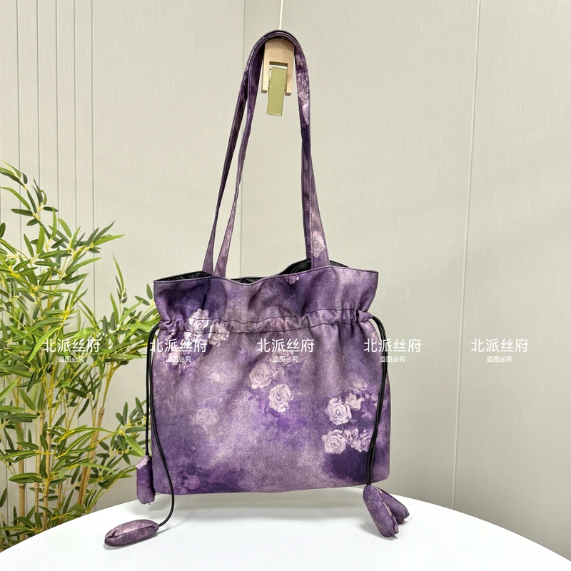 【夏季-大挎包】新中式抽绳设计双根宽肩带斜挎包带夹层39*32