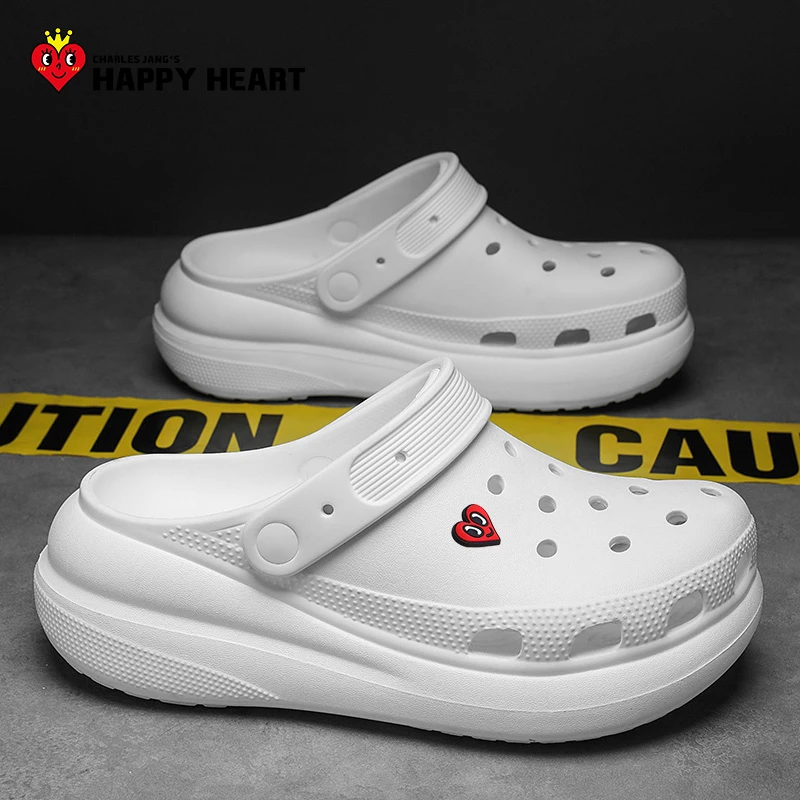 查尔斯桃心洞洞鞋透气情侣同款夏季软底百搭厚底沙滩休闲拖鞋098