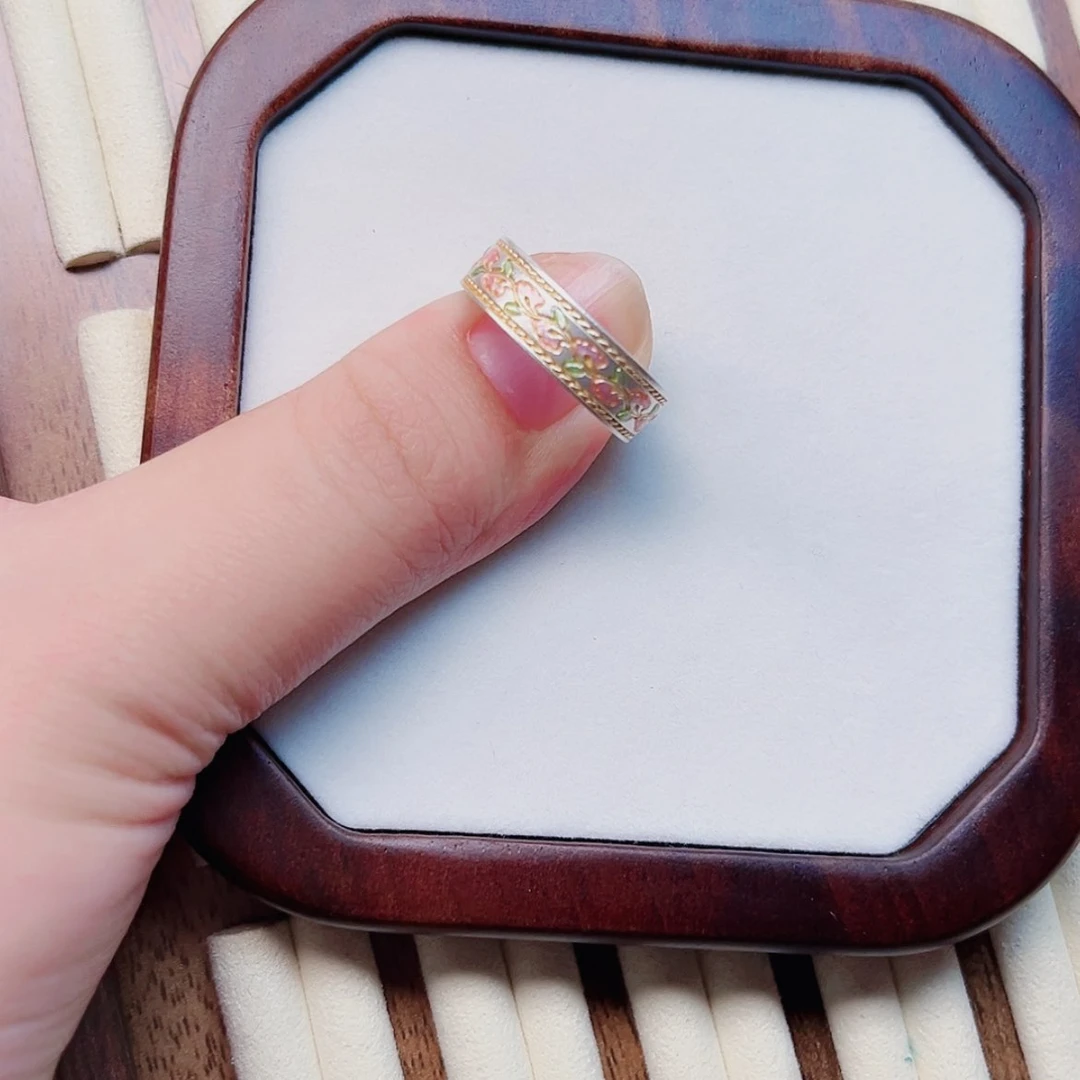 【闪购商品】足银珐琅藤花珐琅彩戒指