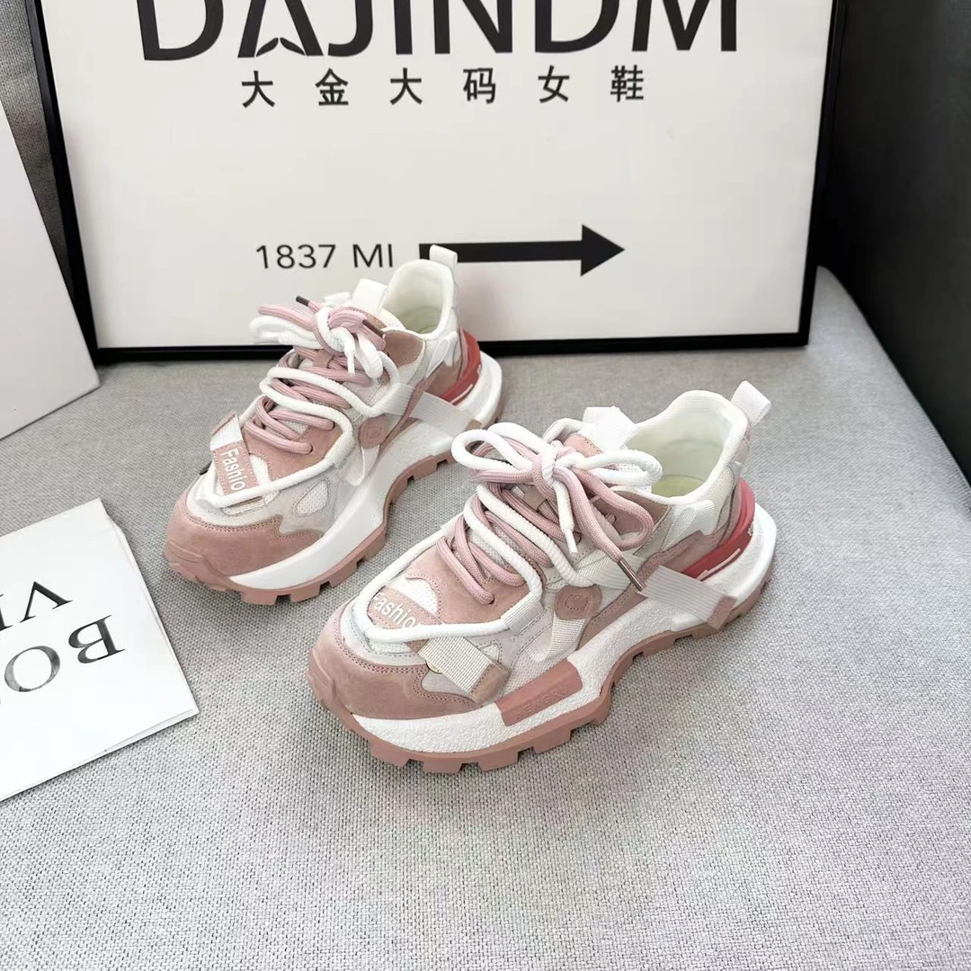 DAJINDM大码定制女鞋40-43春款系带老爹鞋