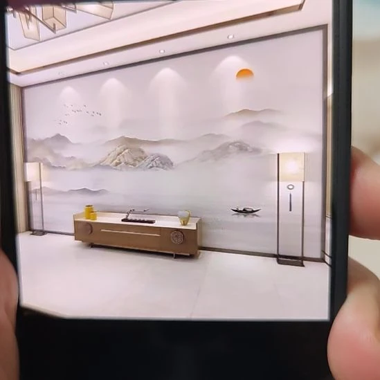 杨***庄客厅电视墙壁画壁布