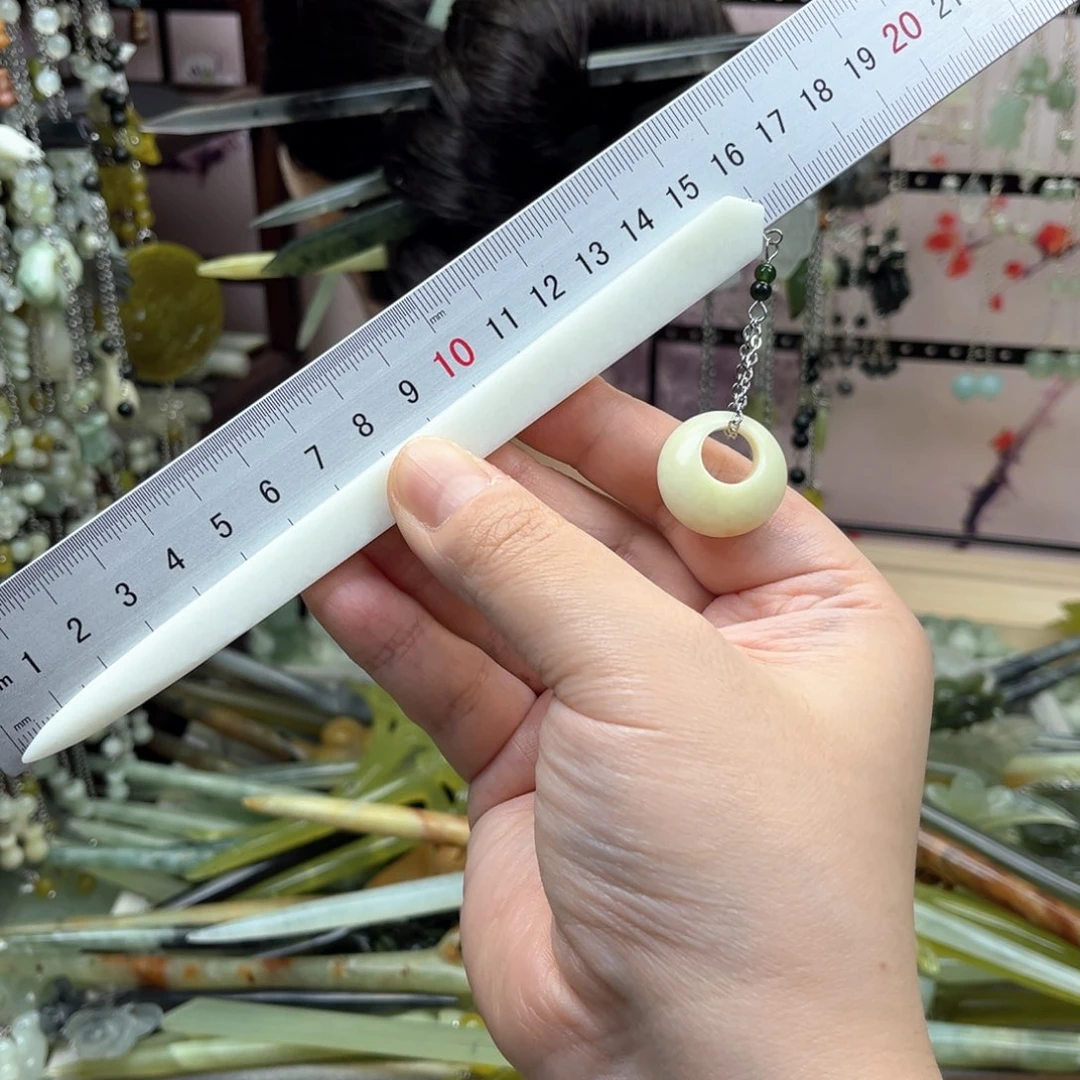 岫玉未镶嵌发饰长度16厘米左右