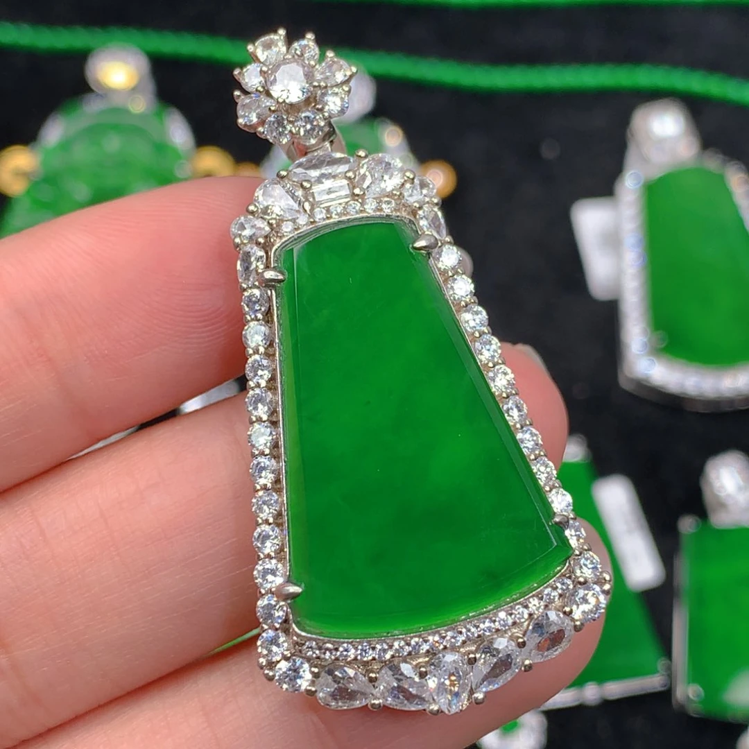 翡翠吊坠(不含链)银S925镶嵌