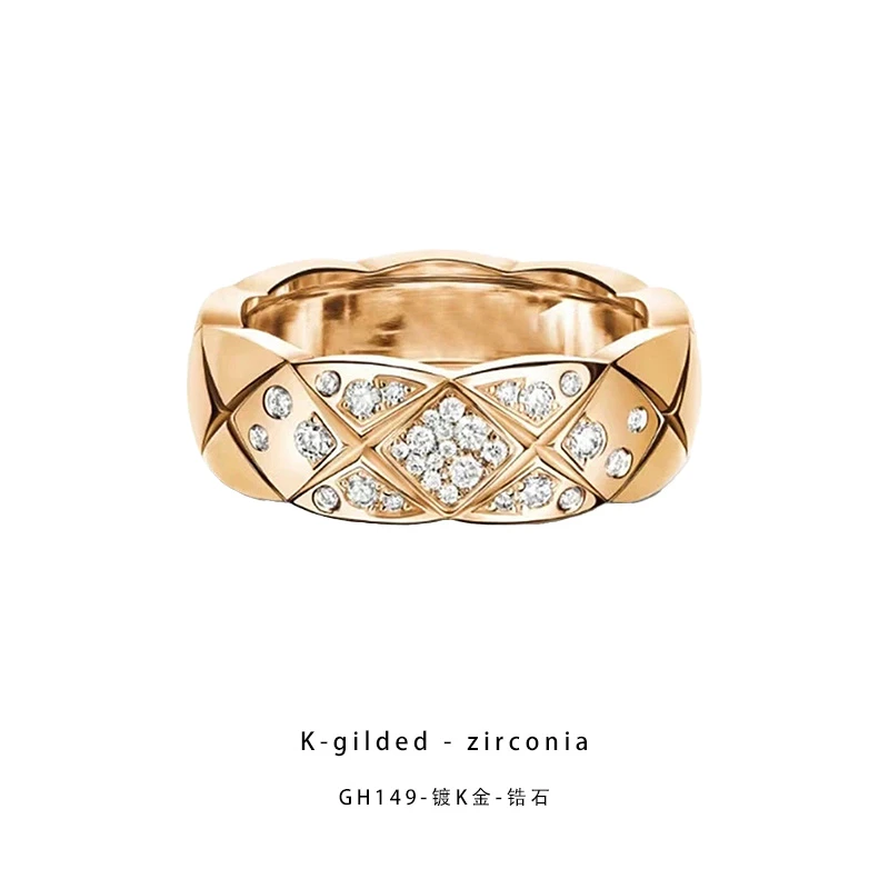 CNC精工戒指 宽版凌纹格戒指精致百搭戒指GH149