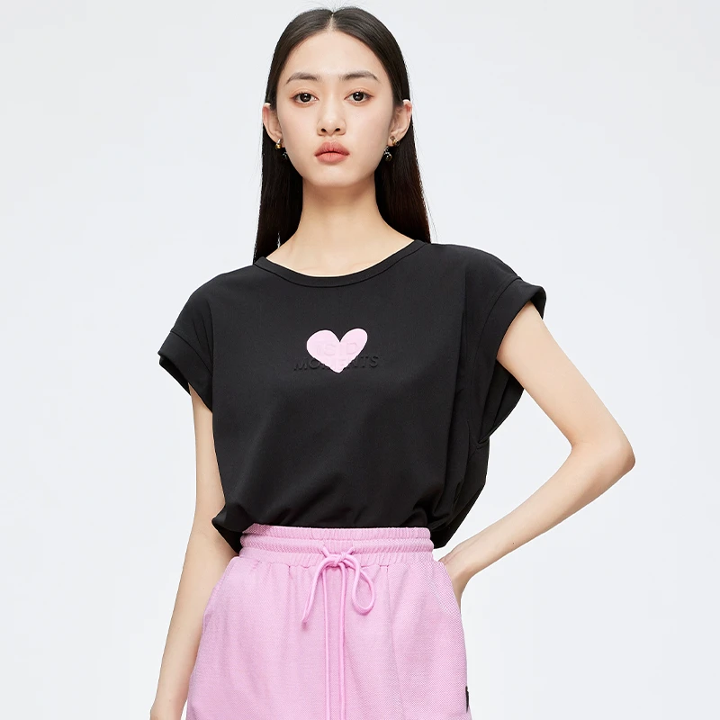 简约印花短袖T恤女时尚百搭休闲上衣152T1061