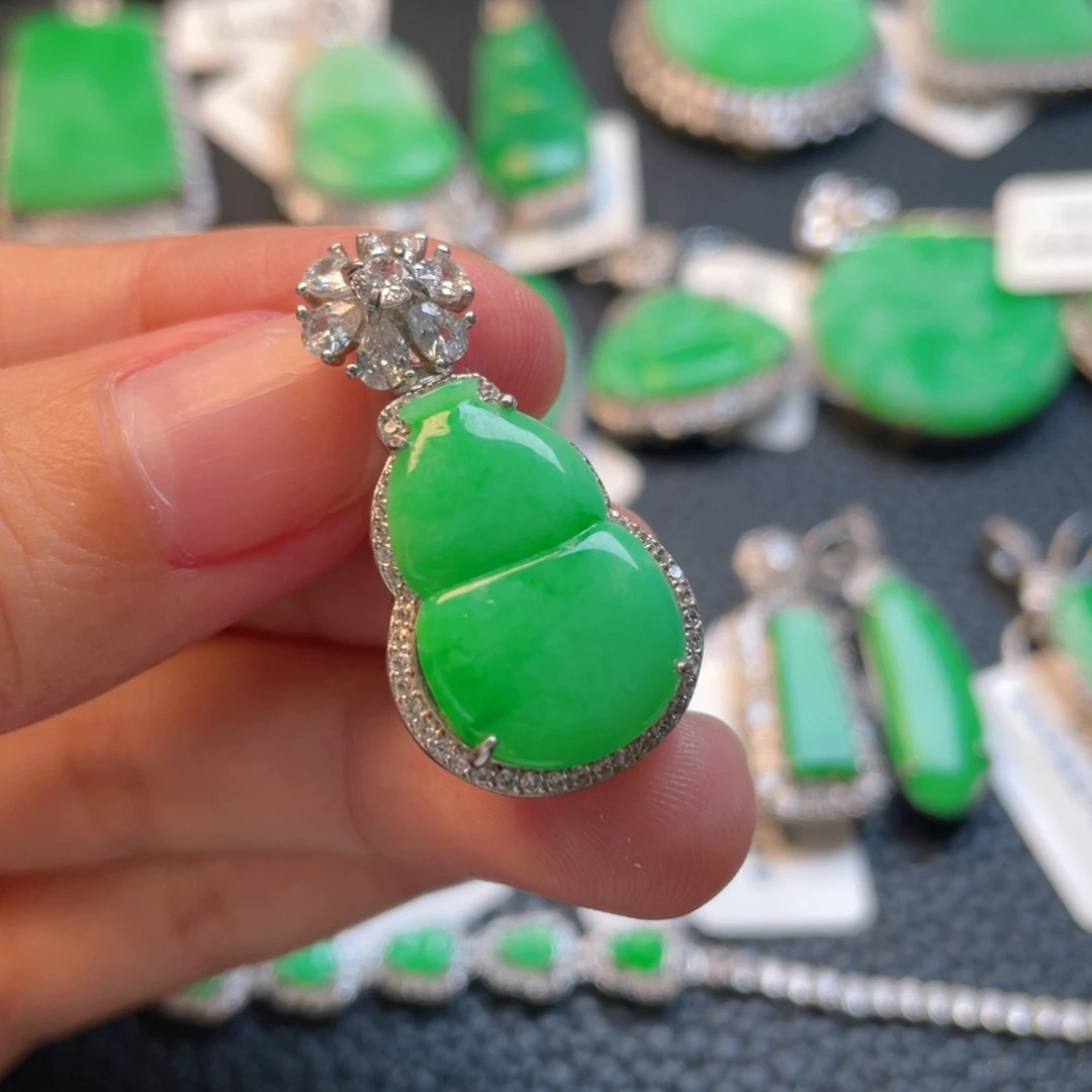 翡翠银S925镶嵌吊坠(不含链)