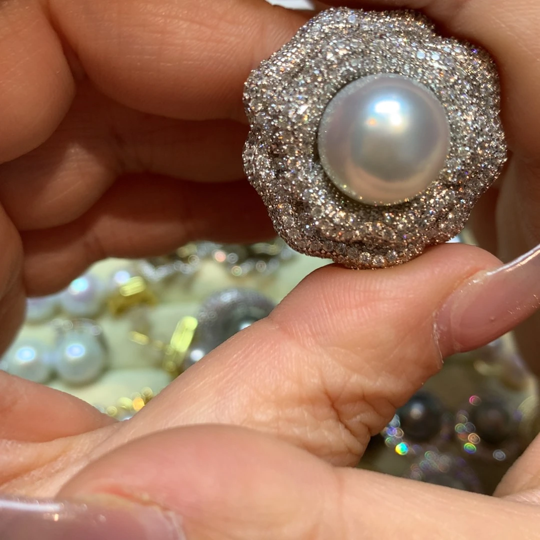 海水珍珠戒指银S925镶嵌