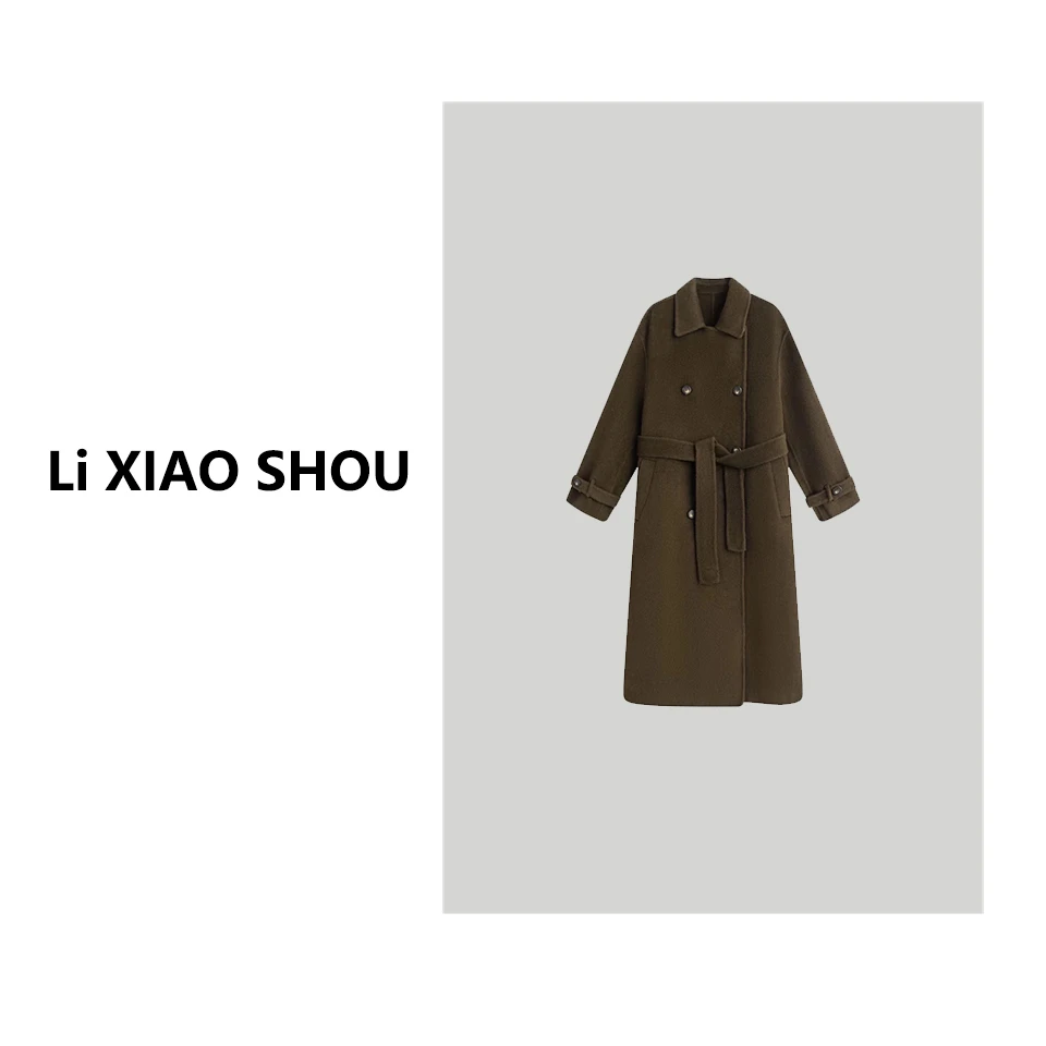 【李小瘦大码女装】秋冬羊毛呢大衣高级韩版轻奢宽松简约外套005
