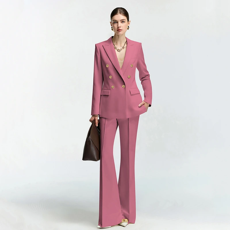 粉色西装套装女装两件套高级感女总裁又飒又霸气主持人职业装正装