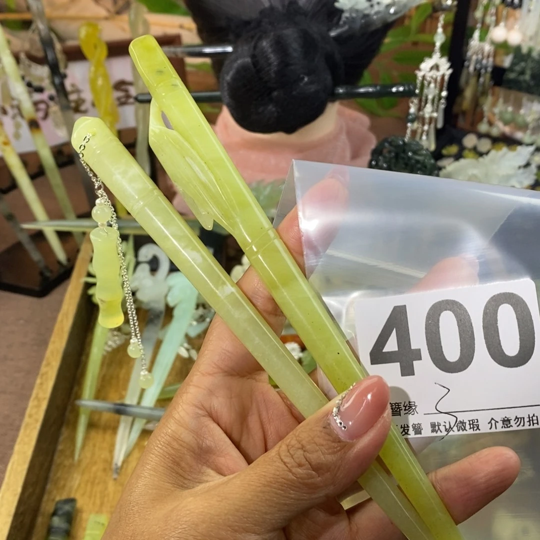 蛇纹石玉未镶嵌发饰白****n