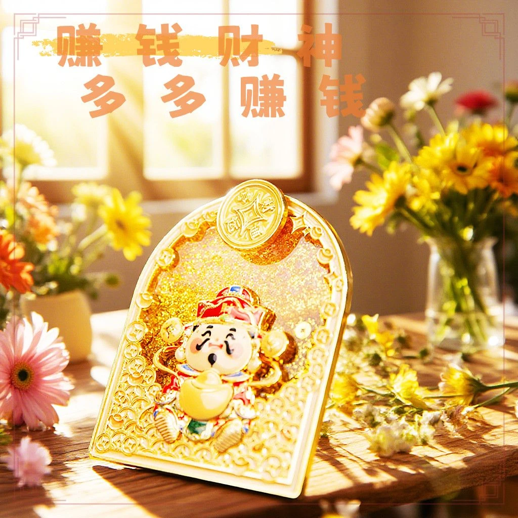开门财神|财神流沙金属冰箱贴招财装饰礼物送朋友乔迁之喜摆件