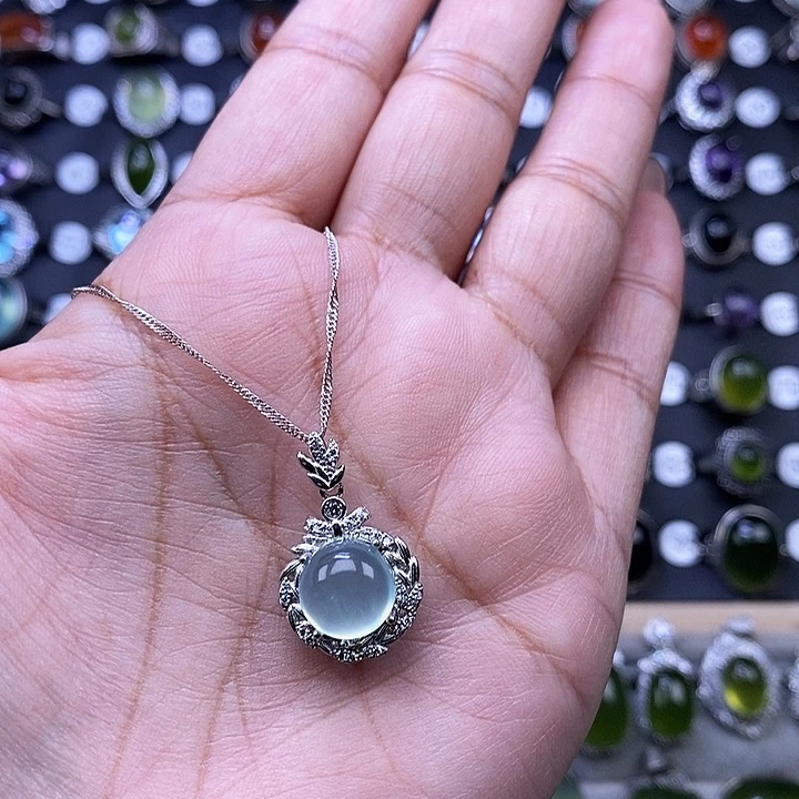 岫玉颈饰银S925镶嵌用****6