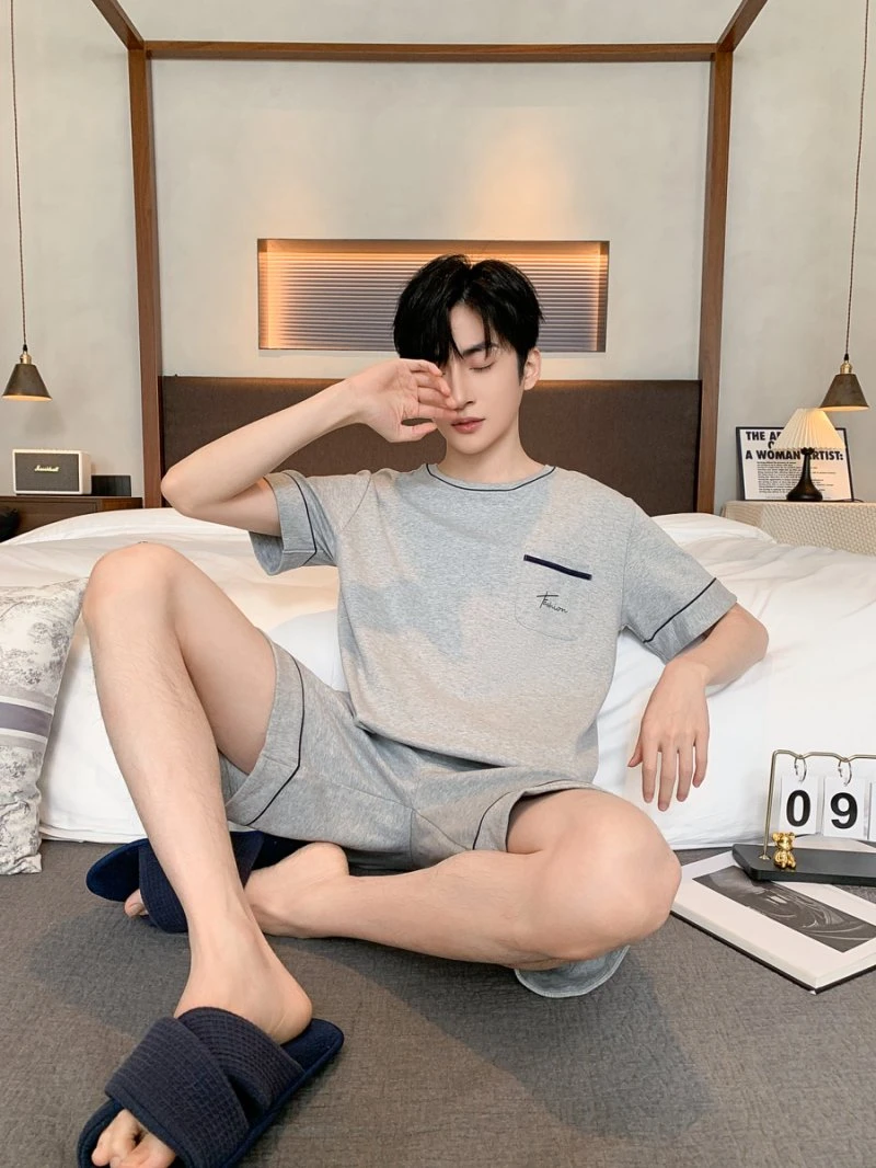 新款男士短袖套头休闲可外穿套装