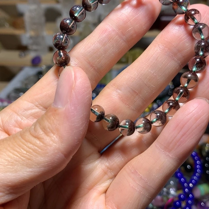 未镶嵌手链水晶7mm紫幽灵聚宝盆手链