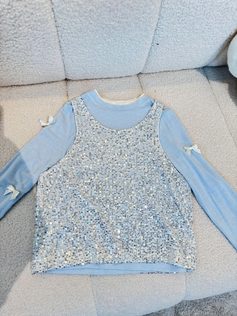 【幂公主】2025春季新款女童时尚洋气甜美风长袖＋背心MJC252007