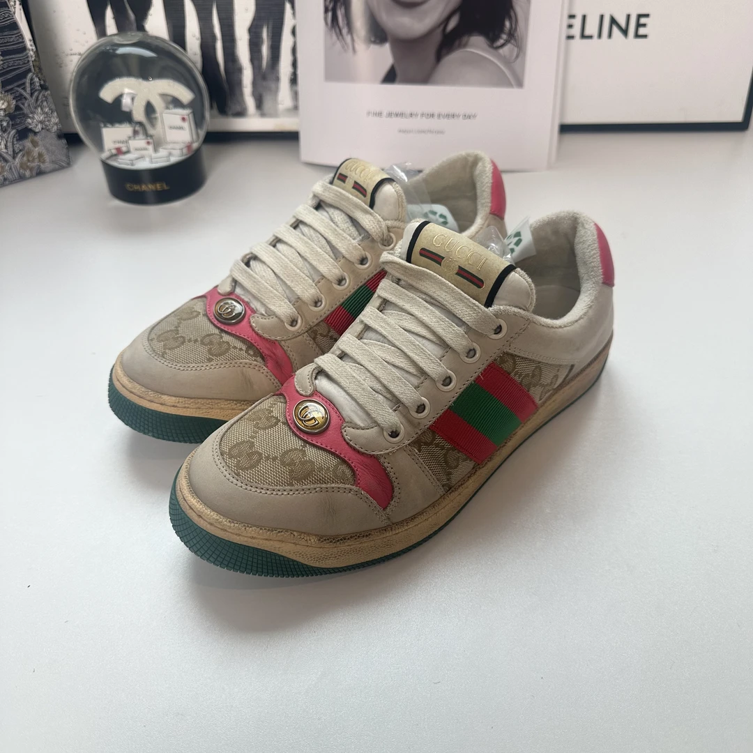 95新 GUCCI/古驰 /葡萄籽奢潮/粉尾脏脏鞋/36.5码
