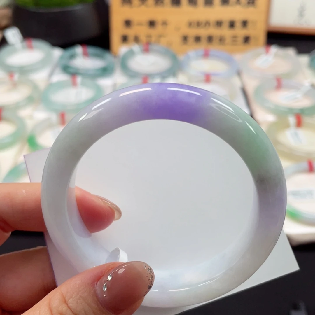未镶嵌手镯翡翠4号胶底春彩正圈