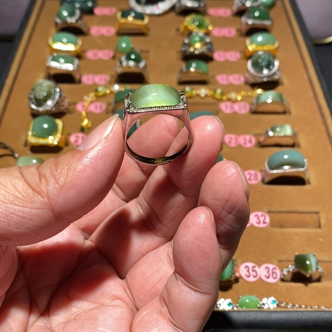 晴***一和田玉银S925镶嵌戒指