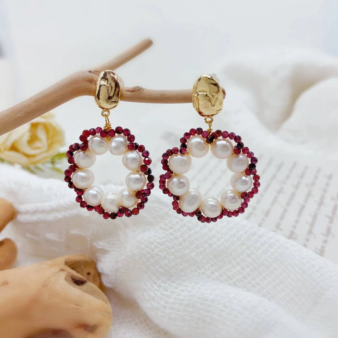 铜合金耳饰 《货号7353》手工编织法式复古优雅耳饰