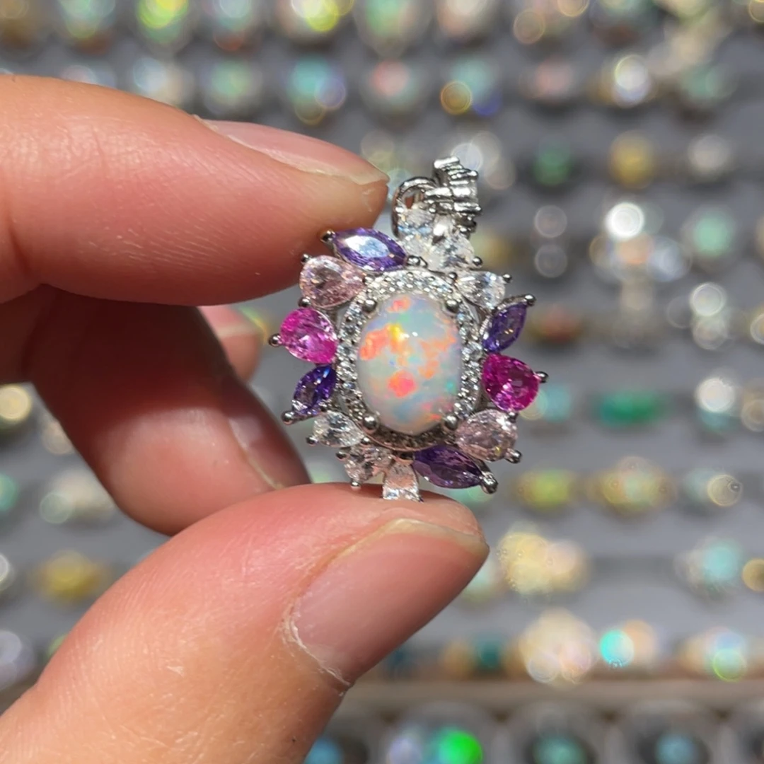 欧泊银S925镶嵌欧泊项链