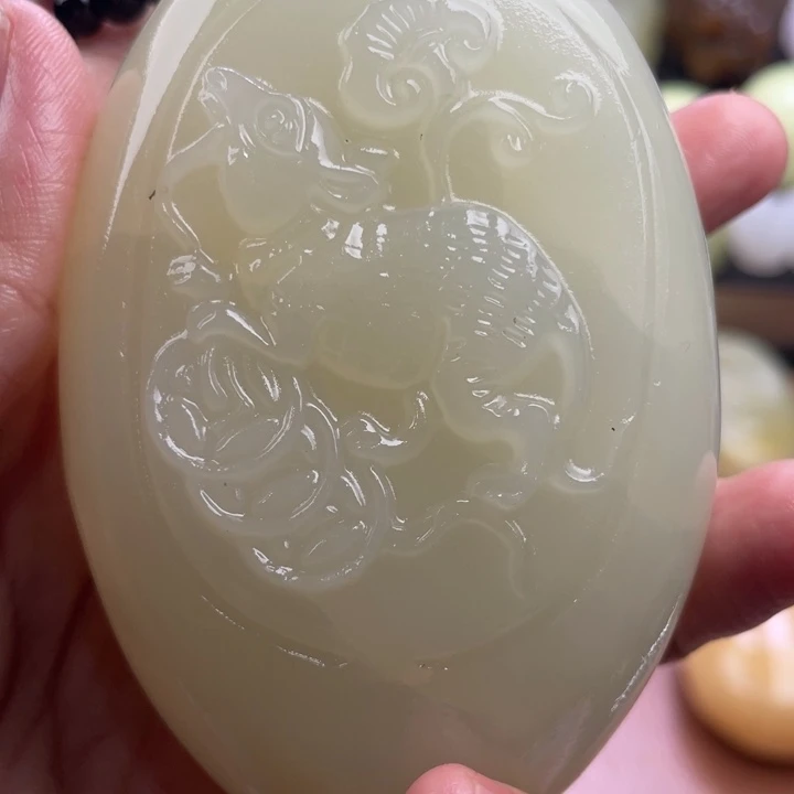 冰***8石材天然古青石手把件