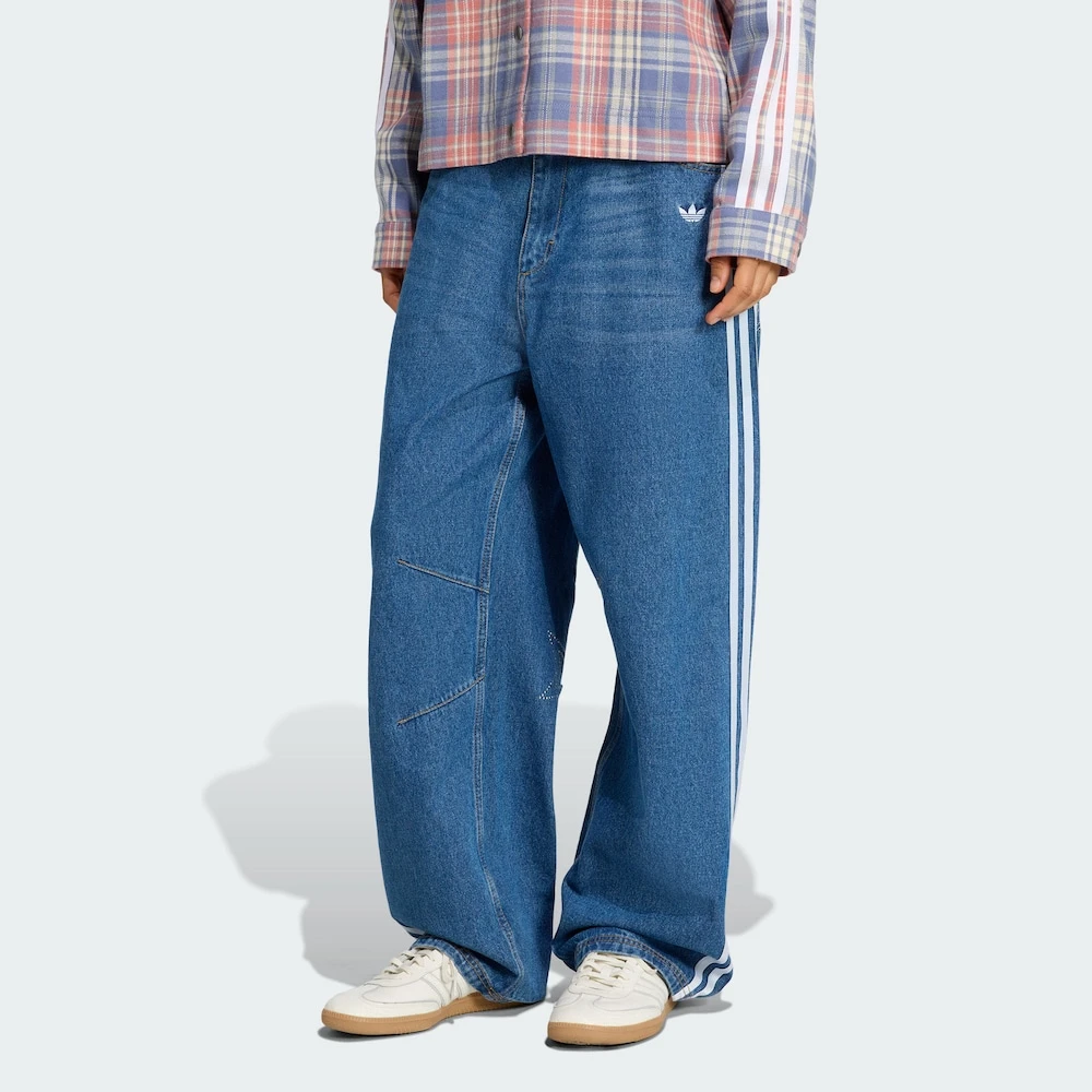 ADIDAS三叶草BAGGY GFX 阿迪达斯纯棉多口袋牛仔宽松运动裤kc6278