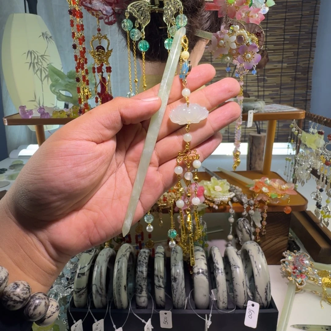 蛇纹石玉合金发饰