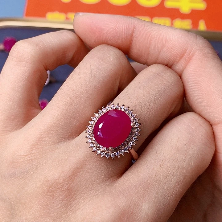 红宝石戒指银S925镶嵌