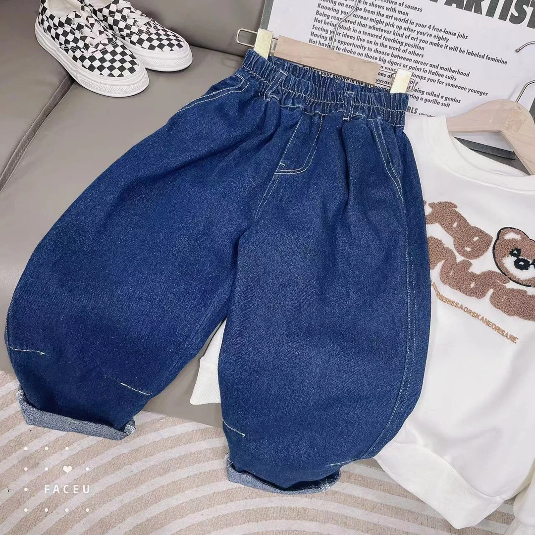 403144《现》优选韩版儿童休闲时尚春款纯色牛仔裤