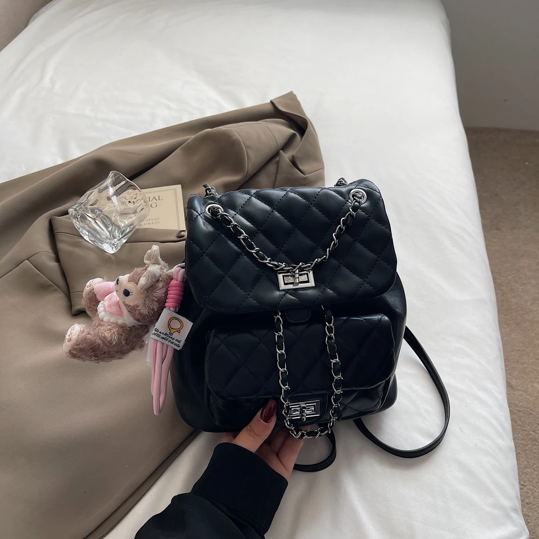 韩式扣式网红时尚休闲双肩包刺绣防盗双根包包女款爆款2025新款