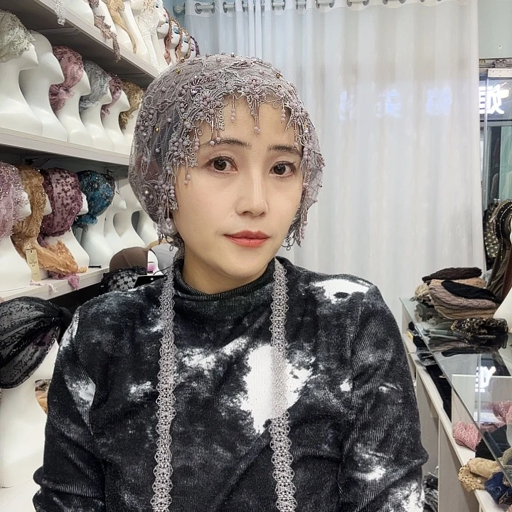 纯棉涤纶（聚酯纤维）高端香芋紫绑带帽子