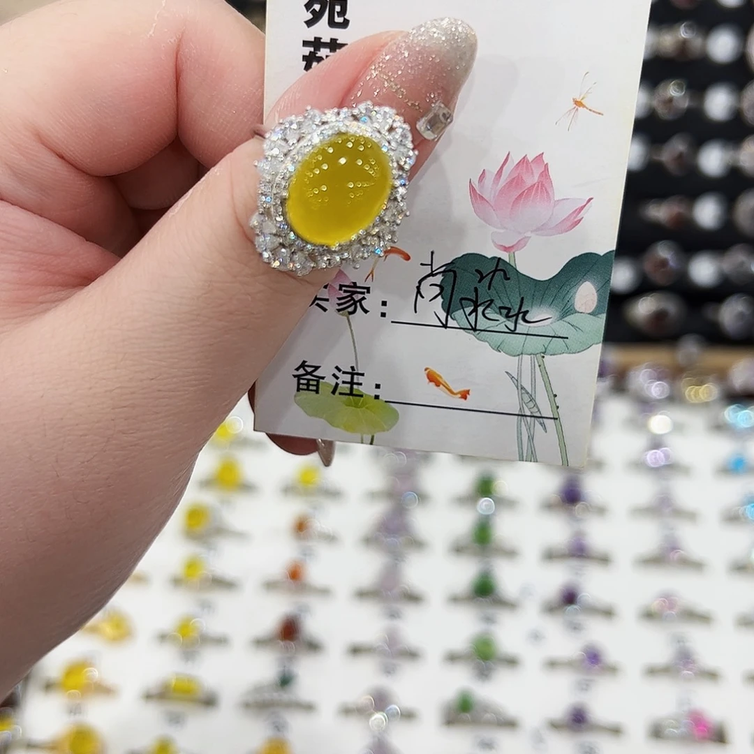 蛇纹石玉银S925镶嵌戒指❤️****戒指