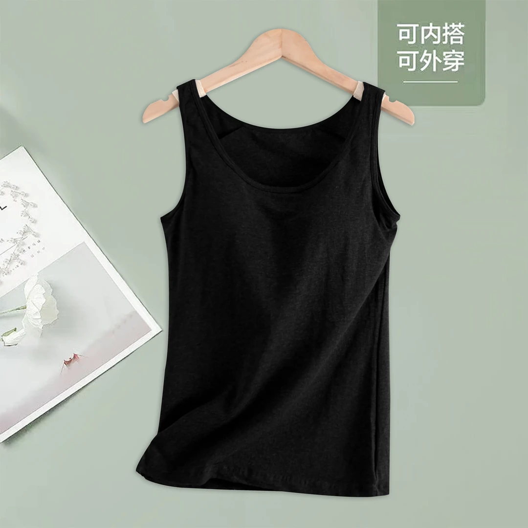 夏季女士纯色背心简约圆领上衣一体式百搭时尚01049时尚休闲