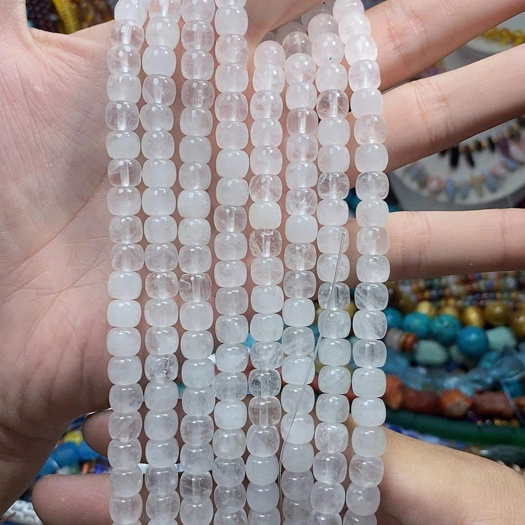 石英质玉未镶嵌，天然白水晶墩墩8mm，