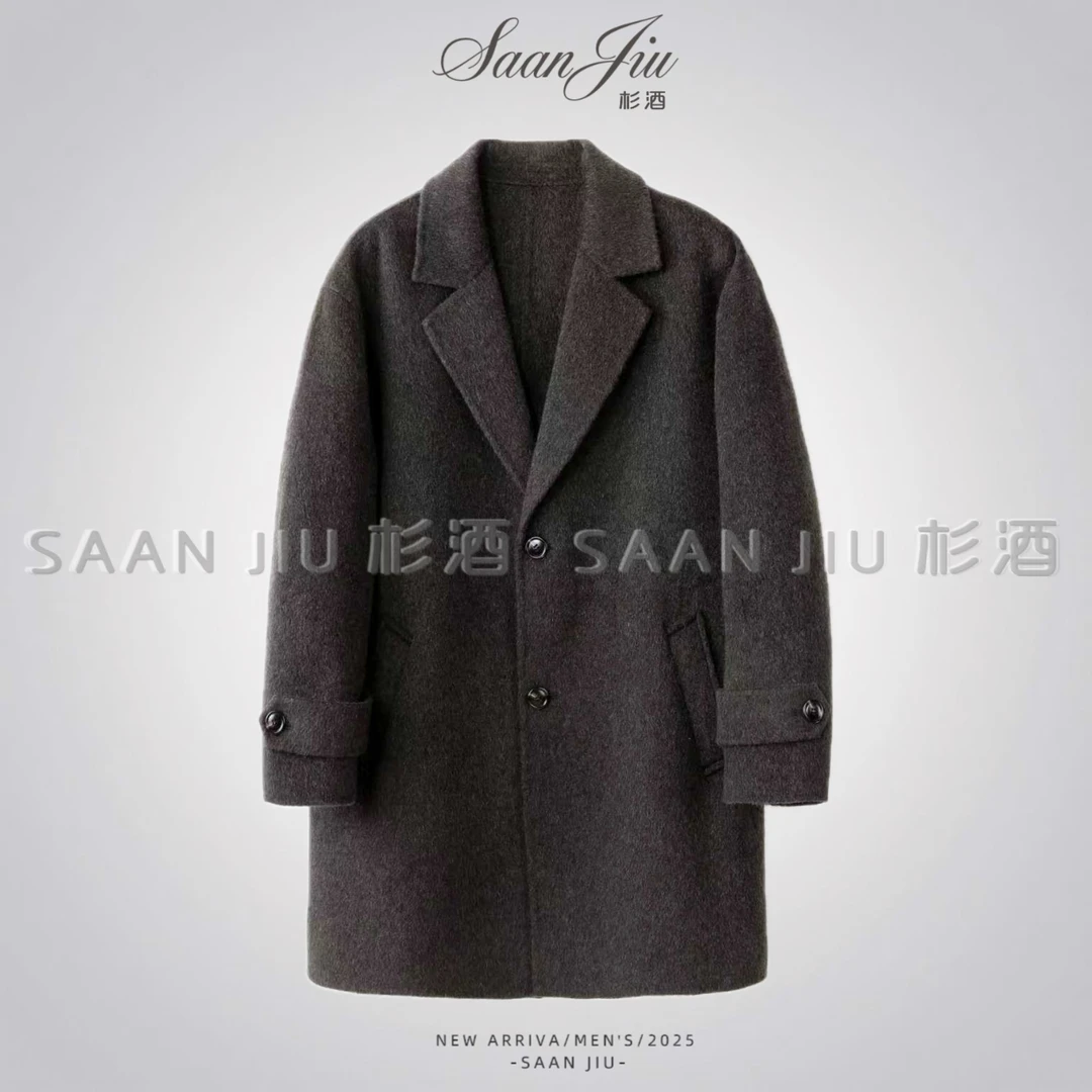 杉酒 【100%绵羊毛】手工双面呢大衣