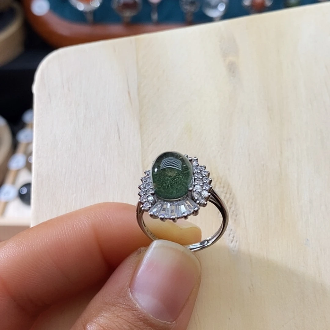 水晶戒指银S925镶嵌小**儿定制