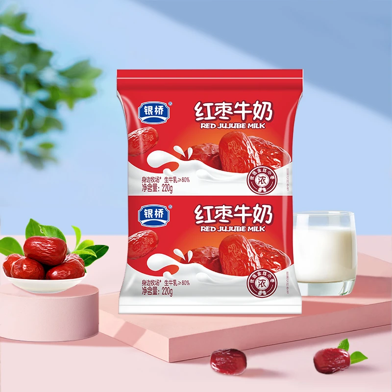 银桥红枣牛奶220g*16袋装生牛乳≥80%早餐儿童学生女士成年人喝的
