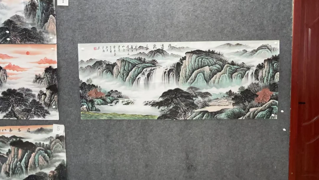 源远流长芯尺寸：180cm*70cm山水画客厅办公室装饰画挂画