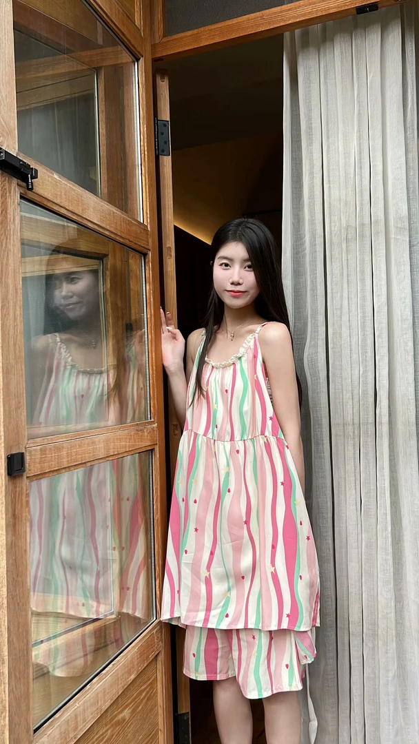 【糖纸片】HL棉绸夏季薄款女碎花背心短裤套装家居服睡衣套装