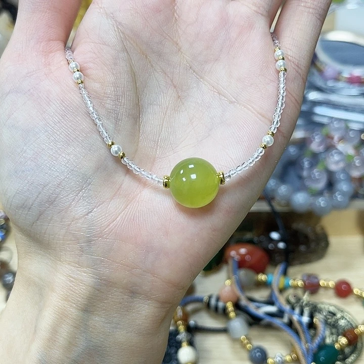 石英石纯铜清提锁骨链