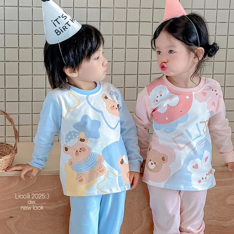 儿童秋衣秋裤内衣套装秋冬款纯棉无骨男童女童宝宝男孩家居服睡衣