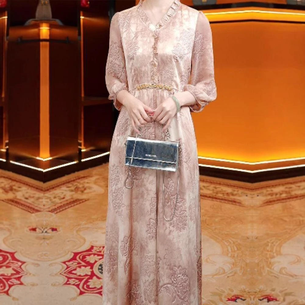 (云）高端精致气质连衣裙女夏季新款妈妈装时尚洋气减龄中长款裙子