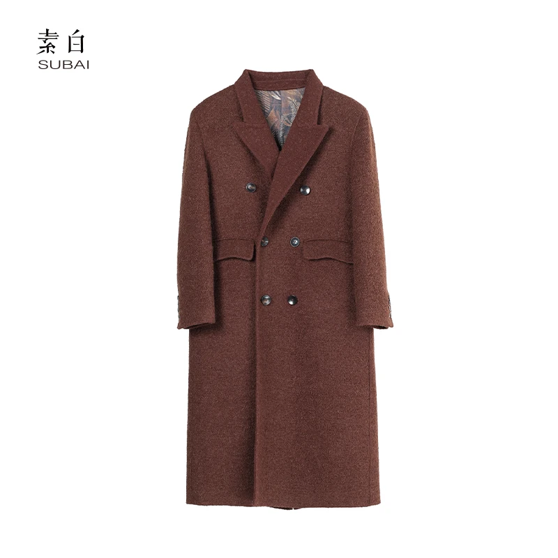 素白【冬日】N01969经典呢子大衣高级感双排扣羊毛加厚长款大衣