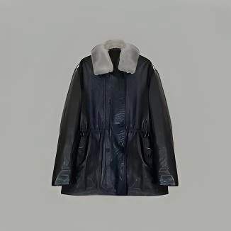 「静奢雅士 鹅」 貂毛领 植鞣绵羊双排扣鹅绒皮衣