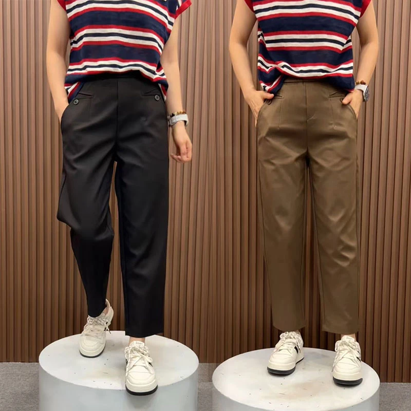 秋季新款九分休闲裤时尚百搭中年工装裤高腰直筒裤子女